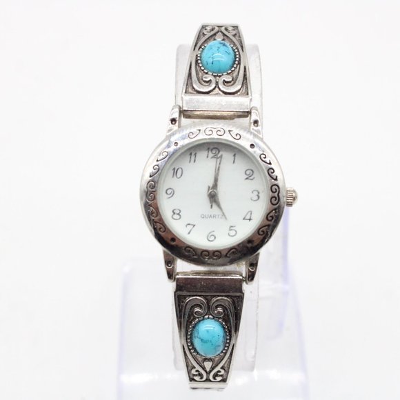 Ladies Western Turquoise Stones Stretch Elastic Band Fashion Watch Varsales - Picture 2 of 8